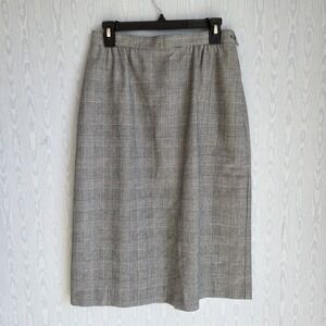 Vtg 80s Koret 28" Medium Pencil Midi Skirt Glen Plaid Union Made Preppy Academia